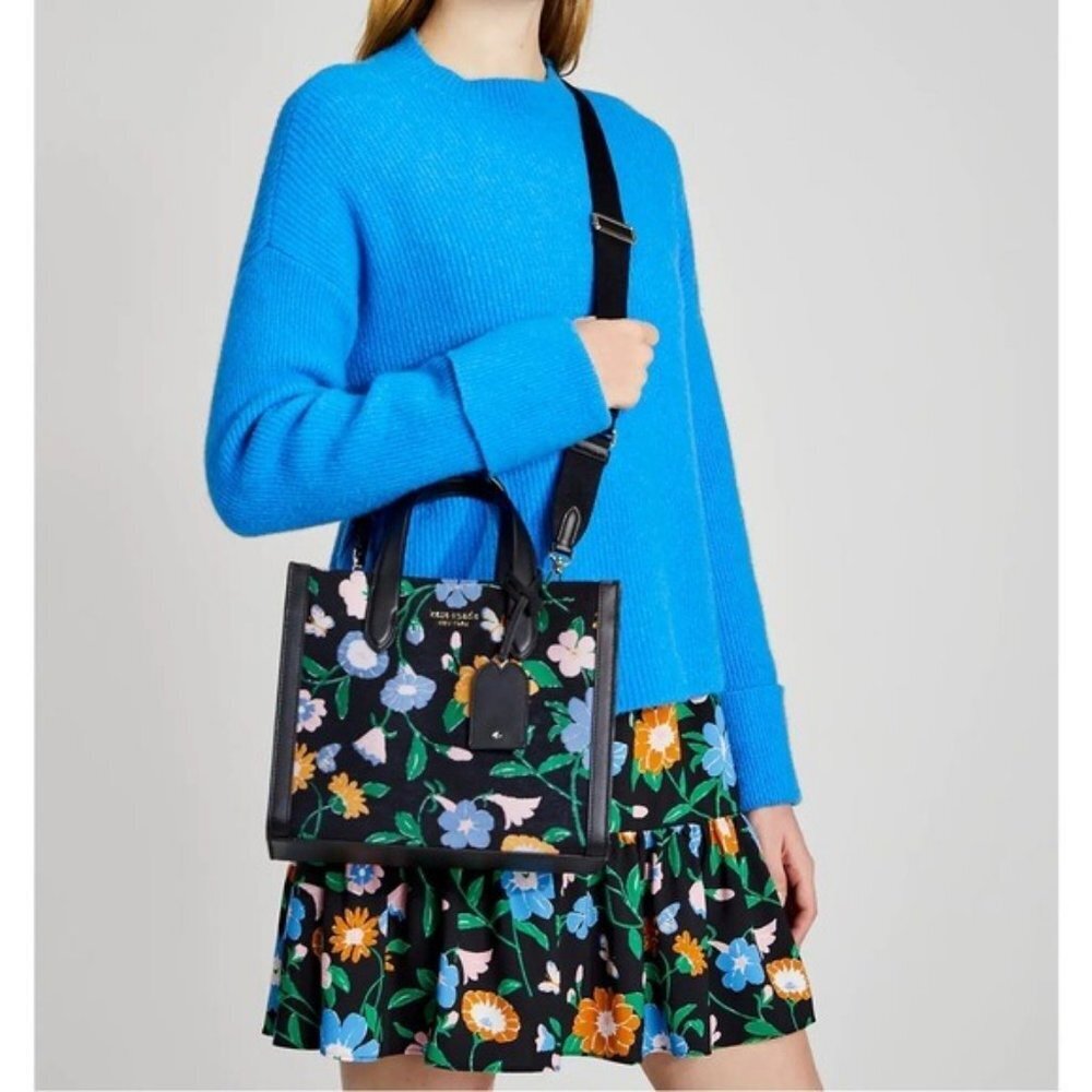 Kate Spade New York Manhattan Black Floral Garden Jacquard Tote Bag NWT - Picture 5 of 6